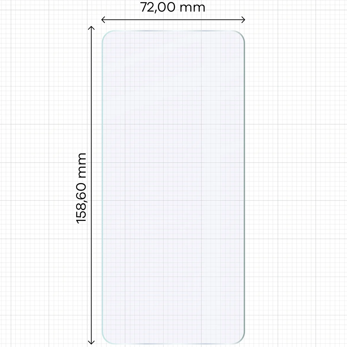 Measuring tape with dimensions of Bizon Hybrid Mule Duo glass for Vivo X300 Ultra