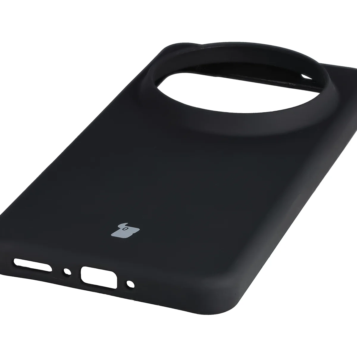 Közeli kép a pontos kivágásokról és az indukciós töltés lehetőségéről a Bizon Soft Case tokban a Vivo X300 Ultra számára