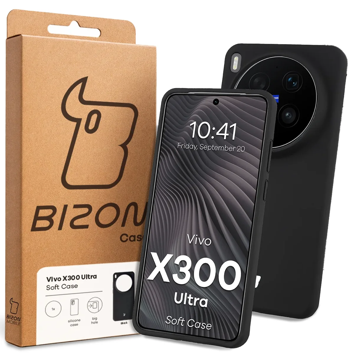 A Bizon Case dobozának elülső oldala a Vivo X300 Ultra dedikált címkéjével