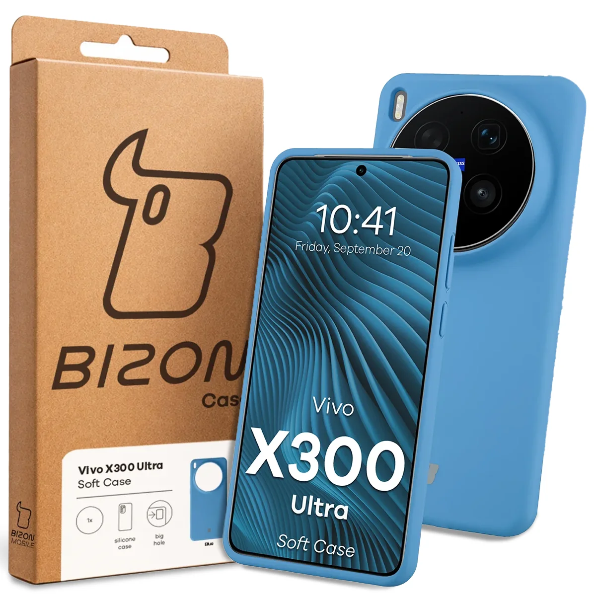 A Bizon Case dobozának elülső oldala a Vivo X300 Ultra dedikált címkéjével