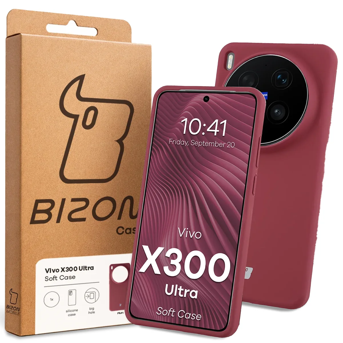 A Bizon Case dobozának elülső oldala a Vivo X300 Ultra dedikált címkéjével