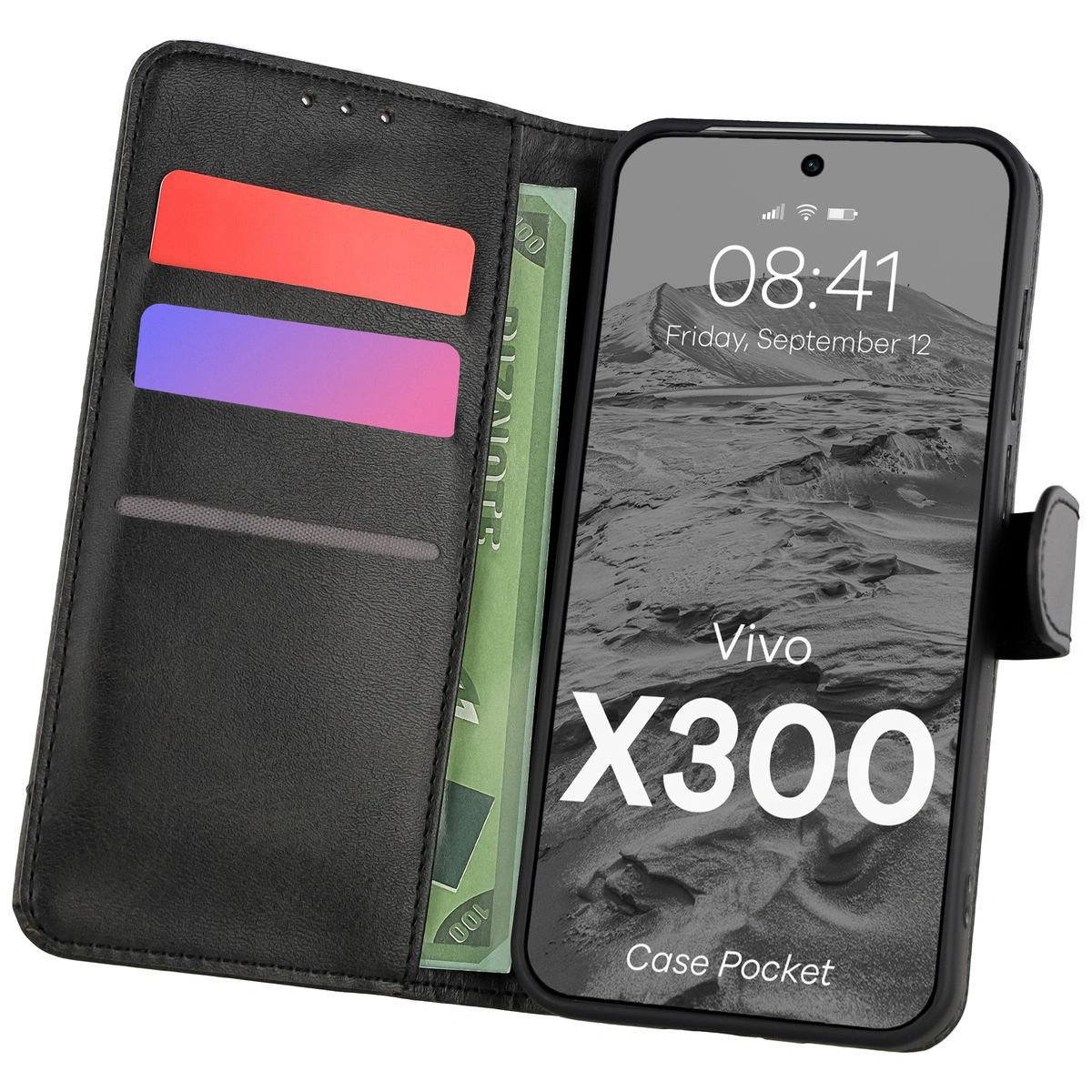 Flip case with card slots Bison Case Pocket for Vivo X300