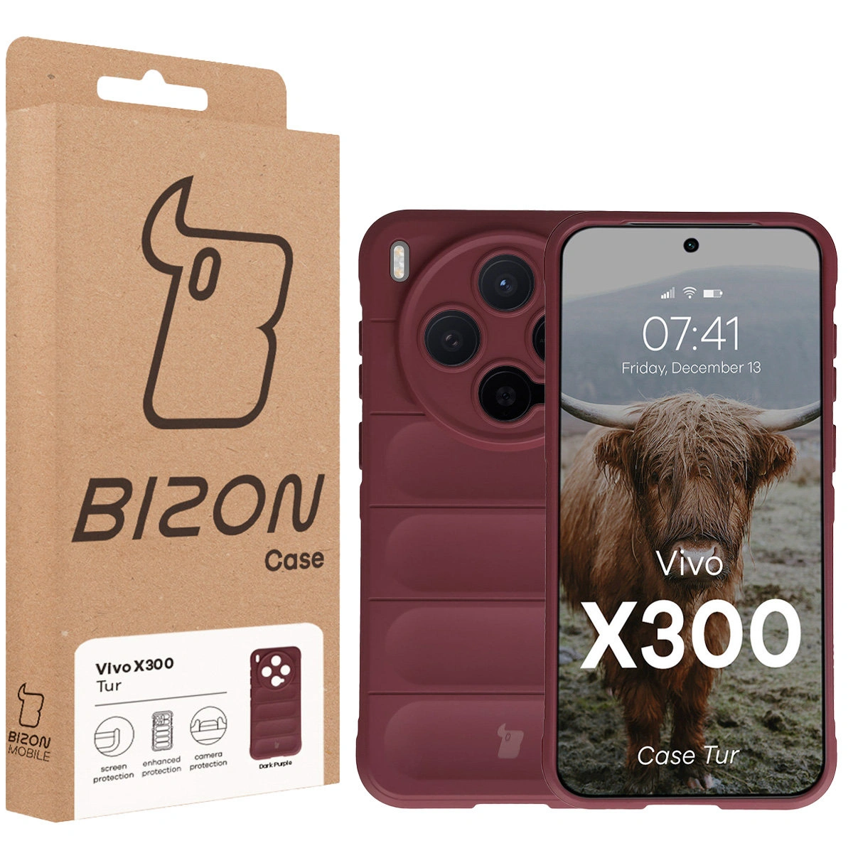 Vorderseite der Bizon Case Box mit spezifischem Etikett für Vivo X300