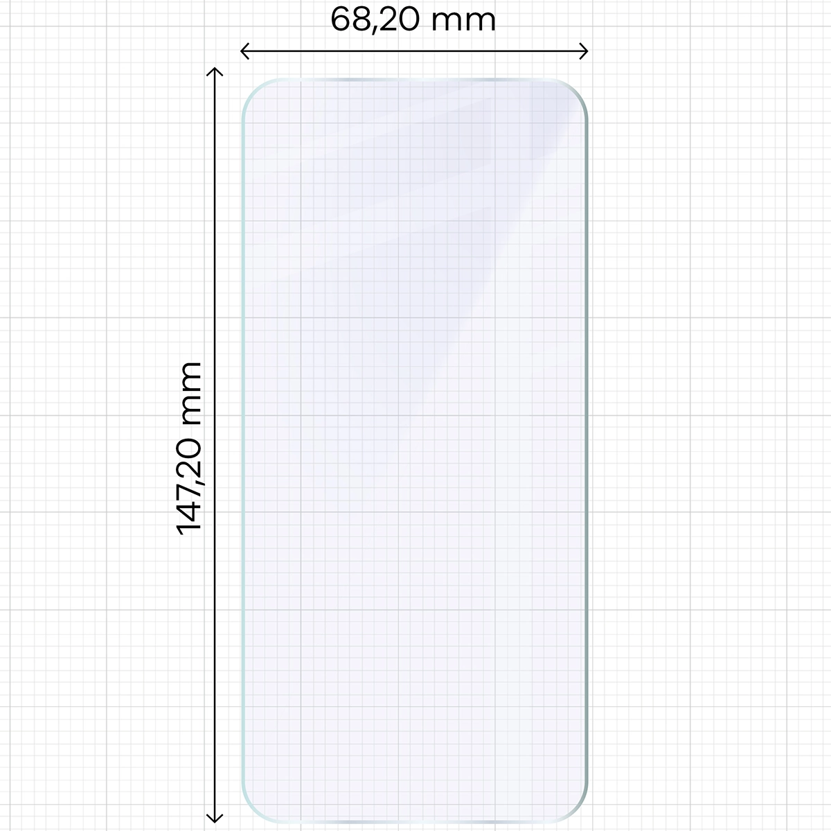 Miarka z wymiarami szkła hybrydowego Bizon Glass Mule do Vivo X300