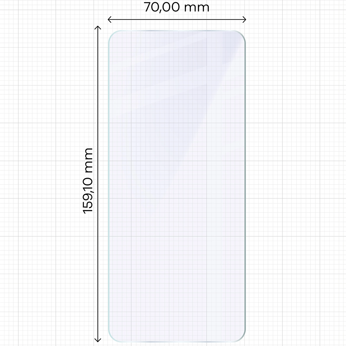 Miarka z wymiarami szkła hybrydowego Bizon Glass Mule do Vivo Y19s