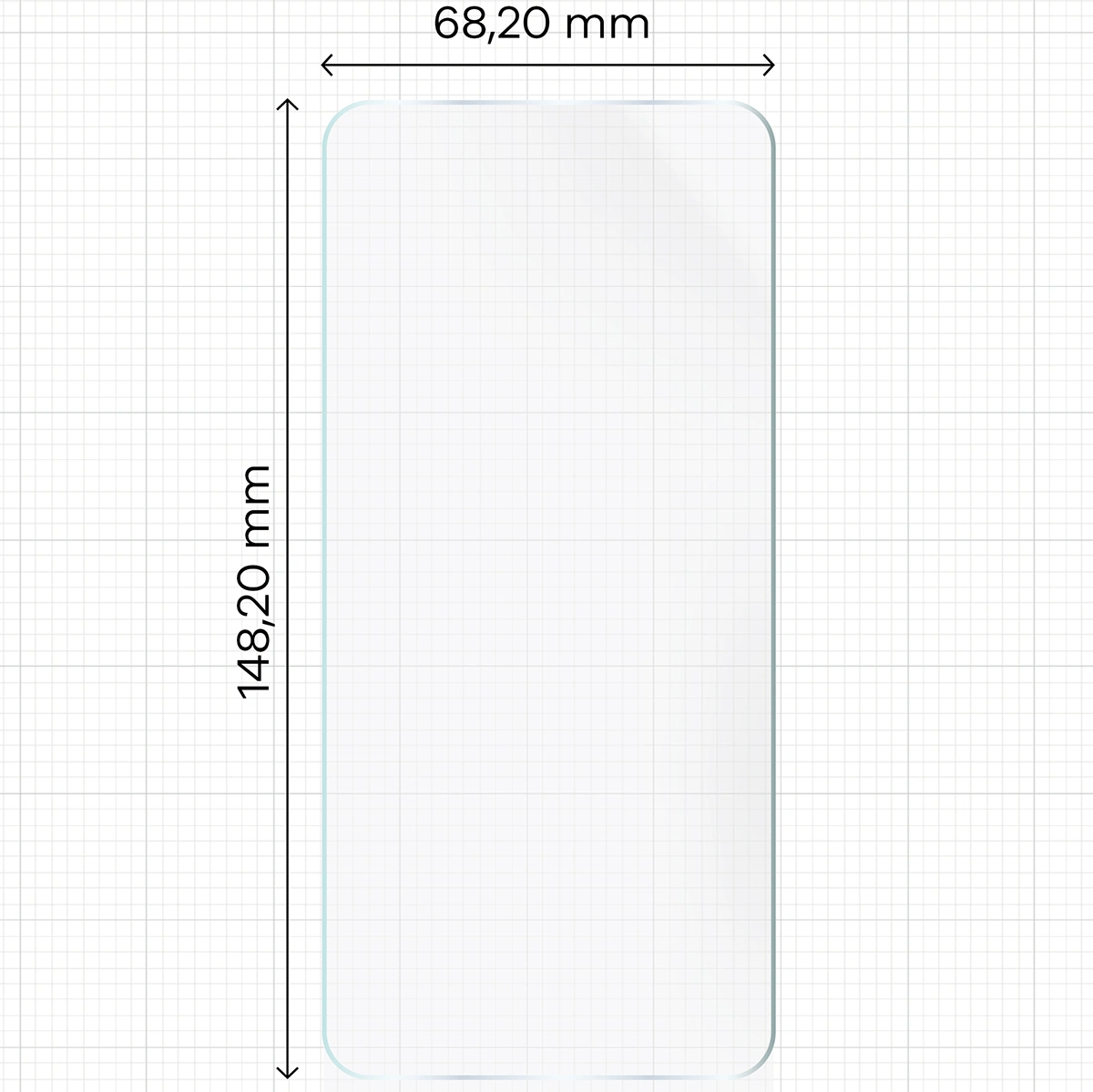 Maßband mit den Abmessungen der Hydrogel-Folie Bizon Glass Hydrogel Front für Xiaomi 14 / 13