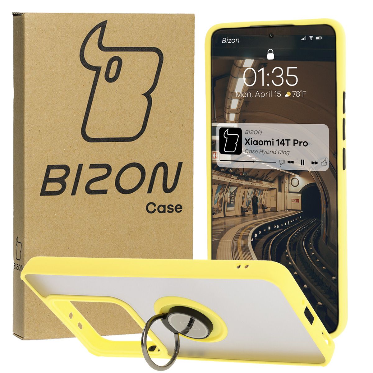 Case with Finger Holder Bizon Case Hybrid Ring for Xiaomi 14T Pro