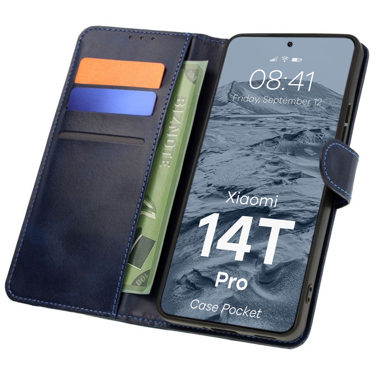 Etui cu clapă Bizon Case Pocket pentru Xiaomi 14T Pro