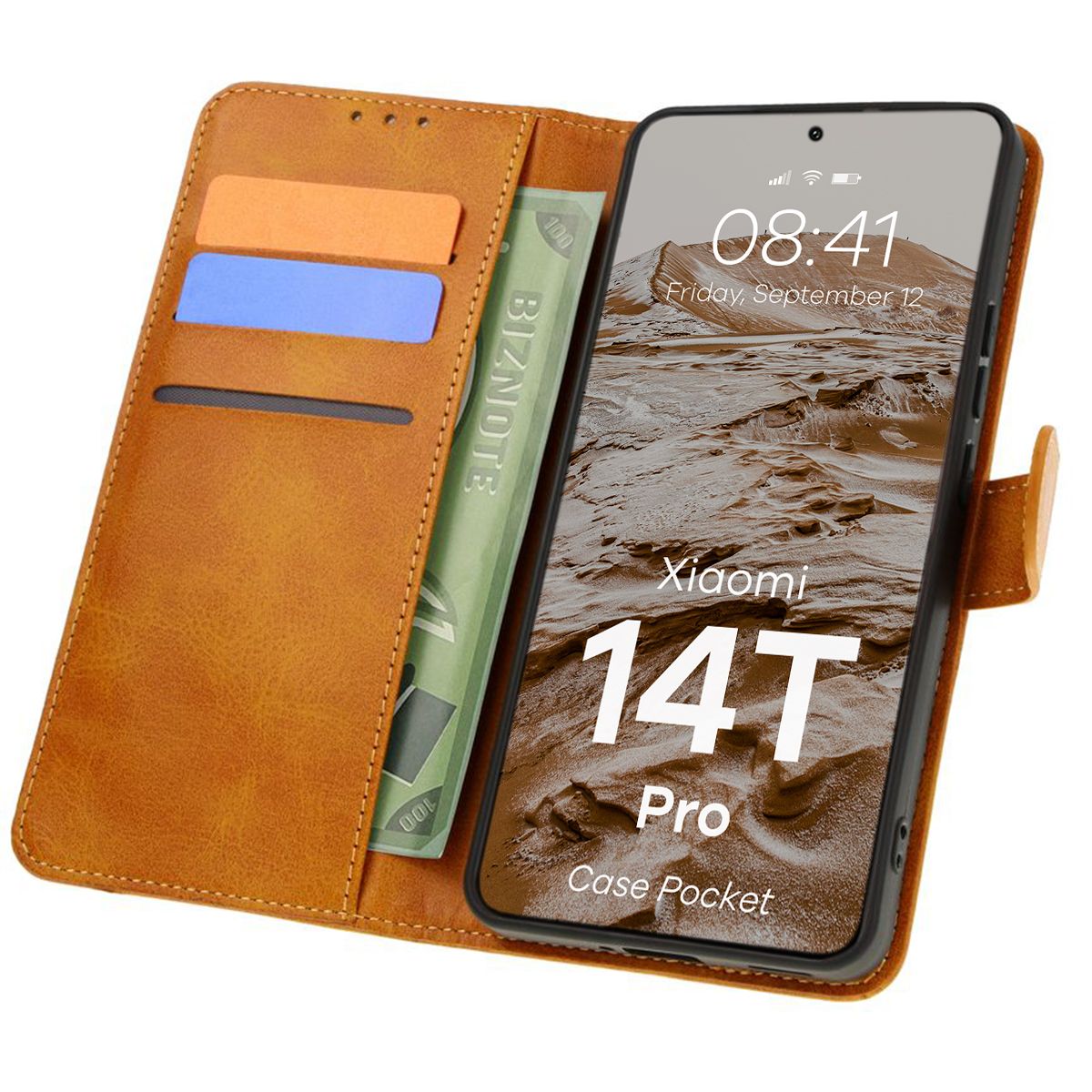 Etui cu clapă Bizon Case Pocket pentru Xiaomi 14T Pro