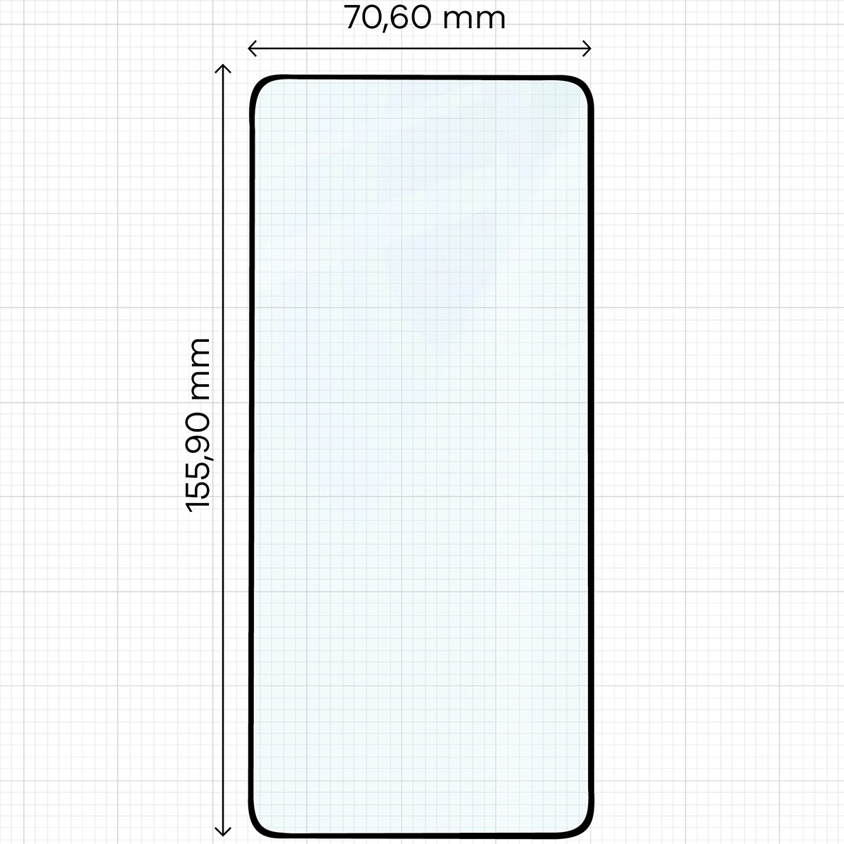 Miarka z wymiarami szkła hartowanego Bizon Glass Edge 2 do Xiaomi 14T Pro