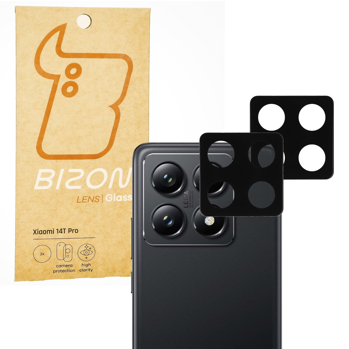 Glas für die Handykamera Bizon Glass Lens für Xiaomi 14T Pro, 2 Stück