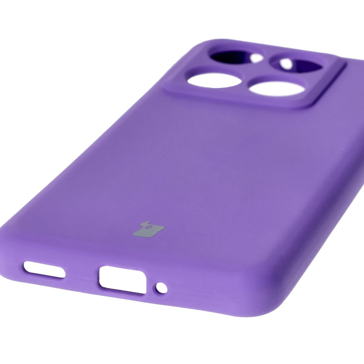 Close-up of precise cutouts and wireless charging capability in Bizon Soft Case