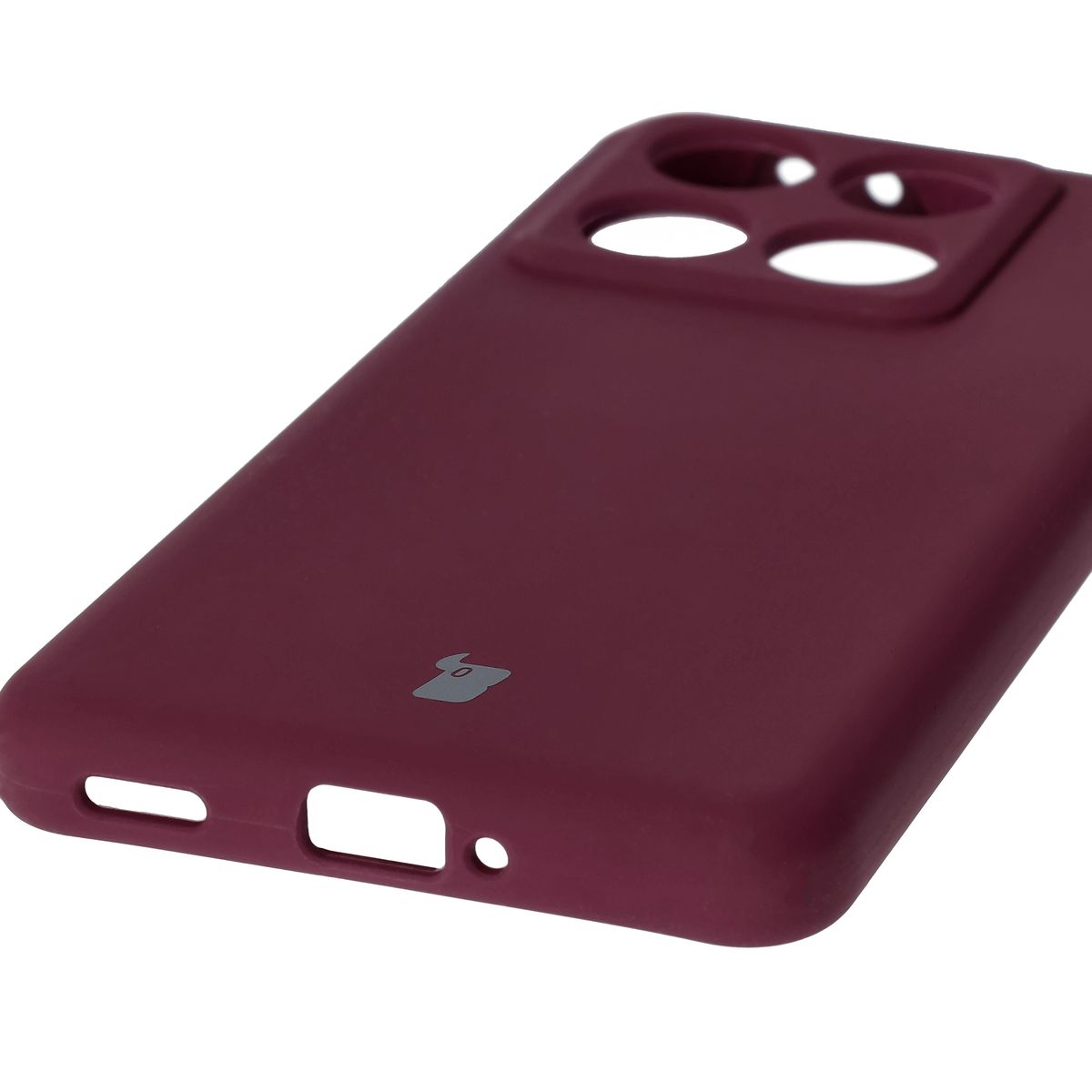 Prim-plan pe decupajele precise și posibilitatea de încărcare wireless în husa Bizon Soft Case