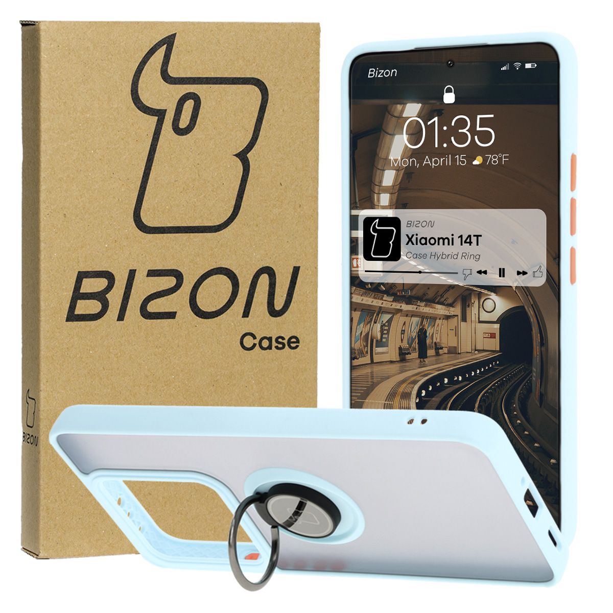 Husă cu suport pentru deget Bizon Case Hybrid Ring pentru Xiaomi 14T