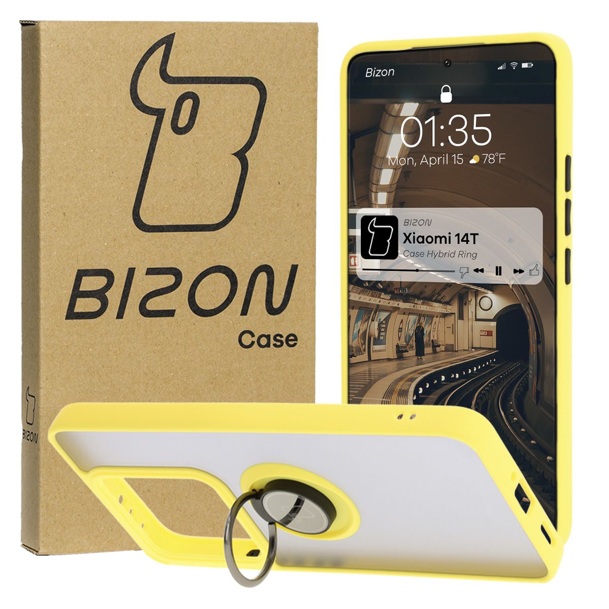Carcasă cu suport pentru deget Bizon Case Hybrid Ring pentru Xiaomi 14T