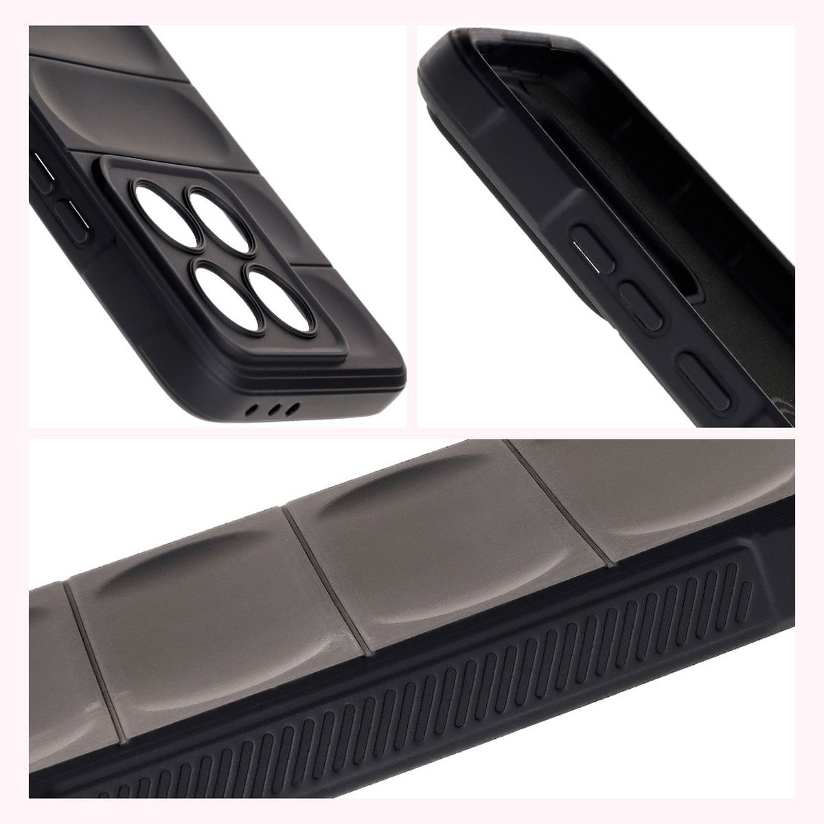 Strukturierte Seiten und erhöhte Ränder für Bildschirm und Kamera im Etui Bizon Case Tur