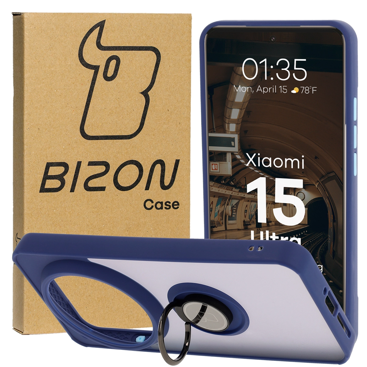 Etui mit Fingerhalterung Bizon Case Hybrid Ring für Xiaomi 15 Ultra