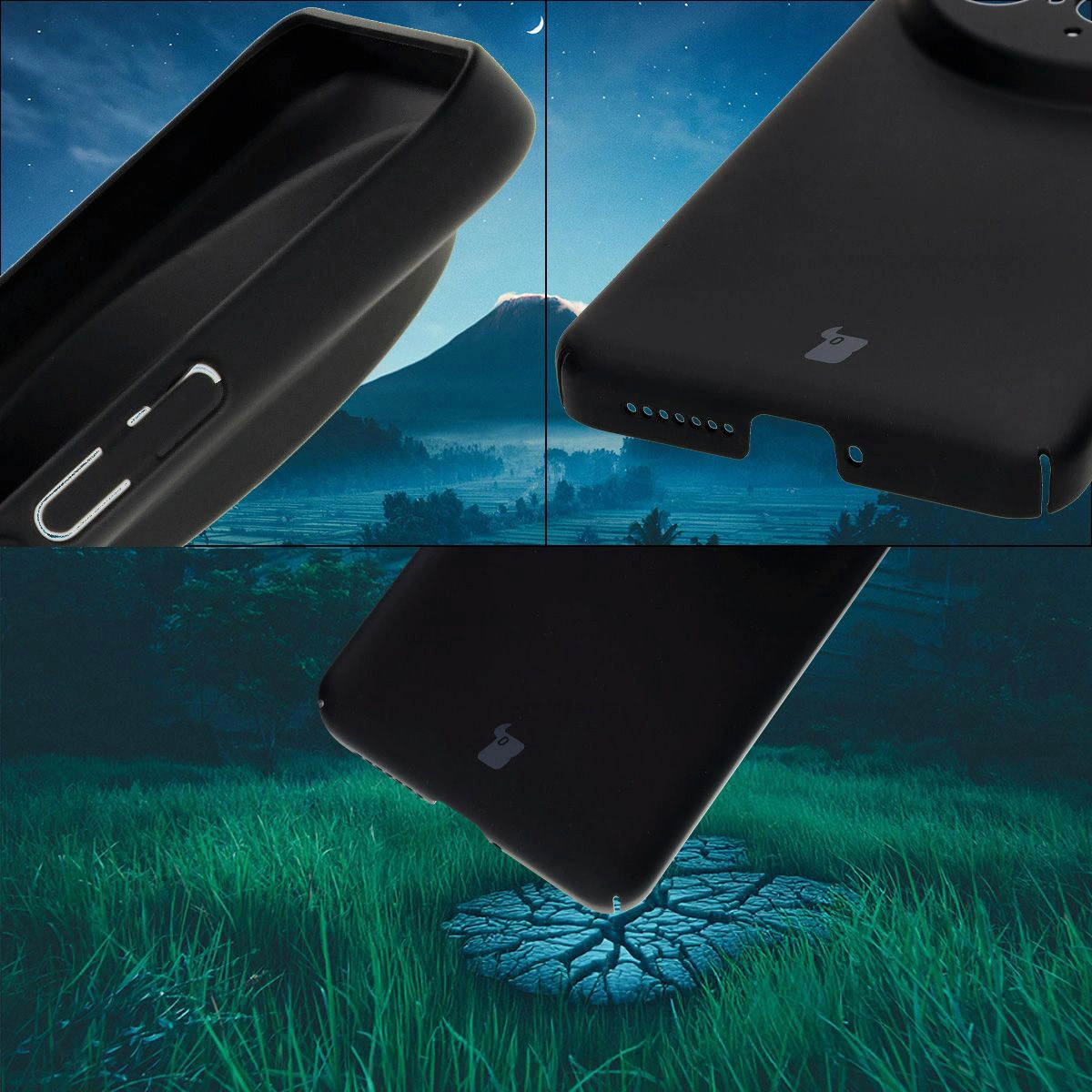 Integrierte Abdeckungen für Tasten, Ausschnitte und hartes Material des Etui Bizon Case Łupka