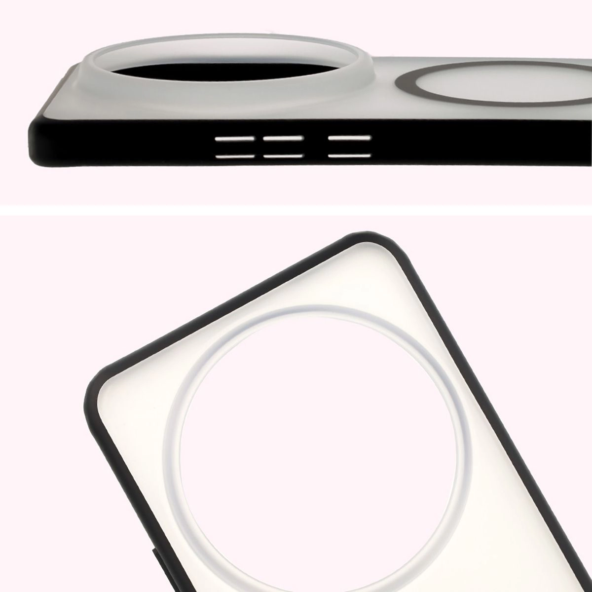 Pełne wycięcie i podwyższone krawędzie aparatu w etui Bizon Case MatteO