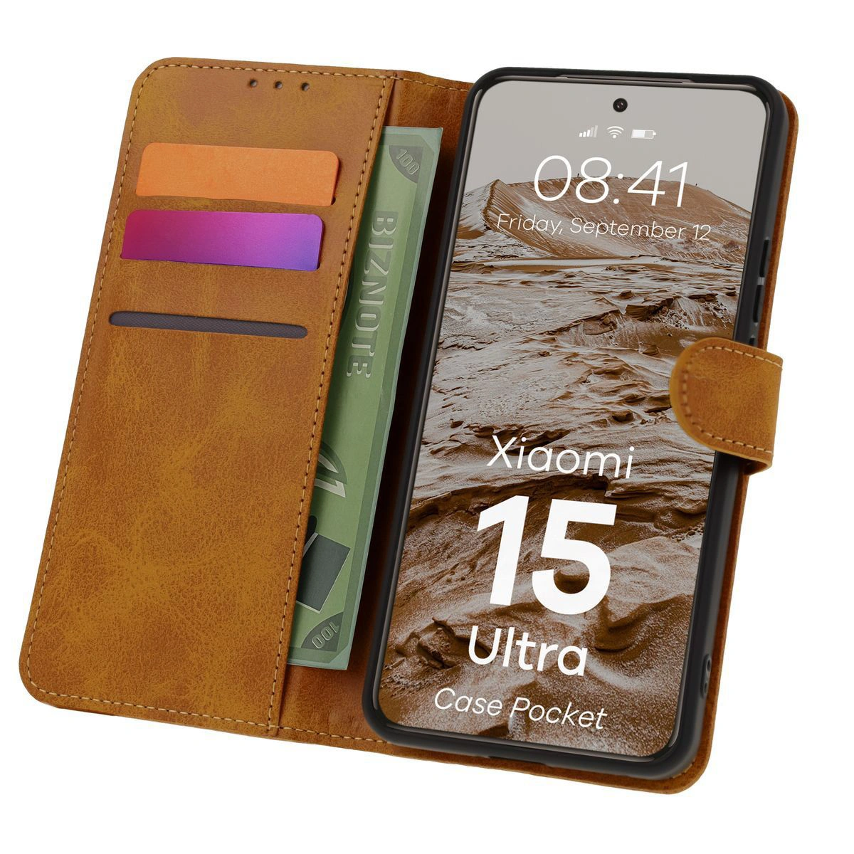 Etui mit Klappe und Kartenfächern Bizon Case Pocket für Xiaomi 15 Ultra