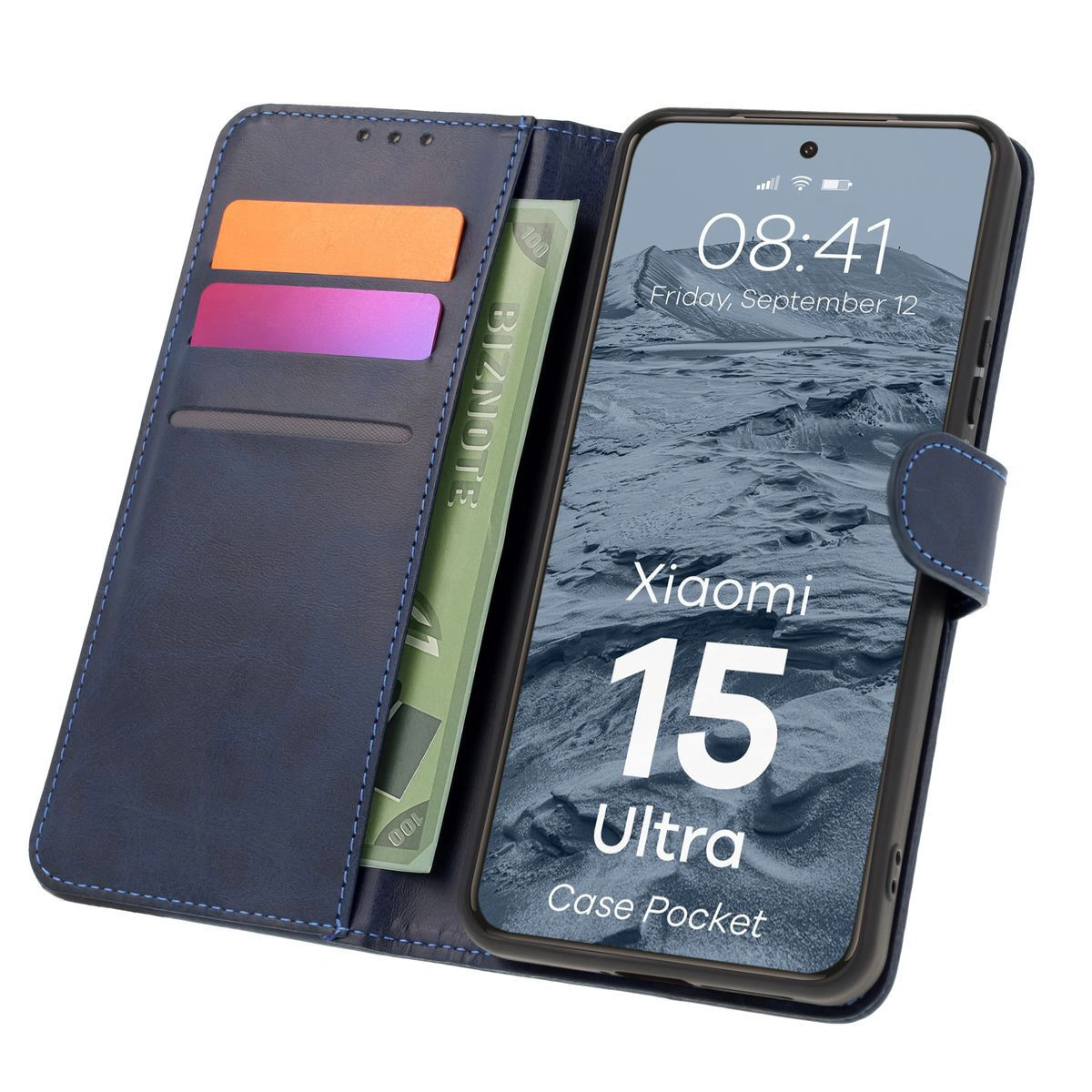 Klapphülle mit Kartenfächern Bison Case Pocket für Xiaomi 15 Ultra