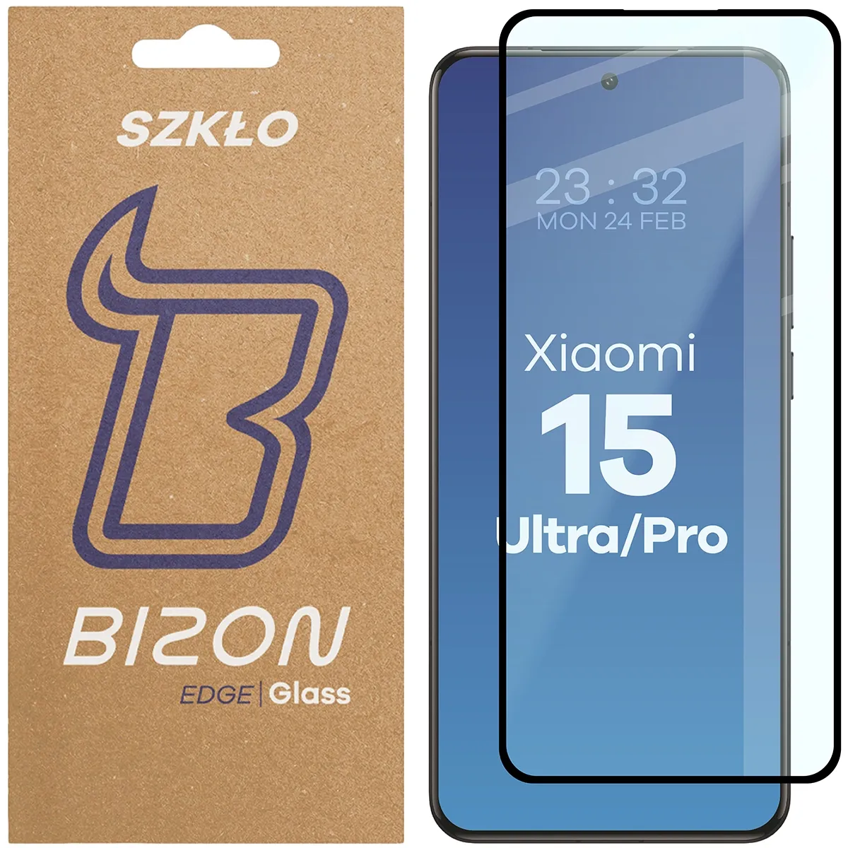 Szkło hartowane Bizon Glass Edge 3D do Xiaomi 15 Ultra / 15 Pro, czarna ramka
