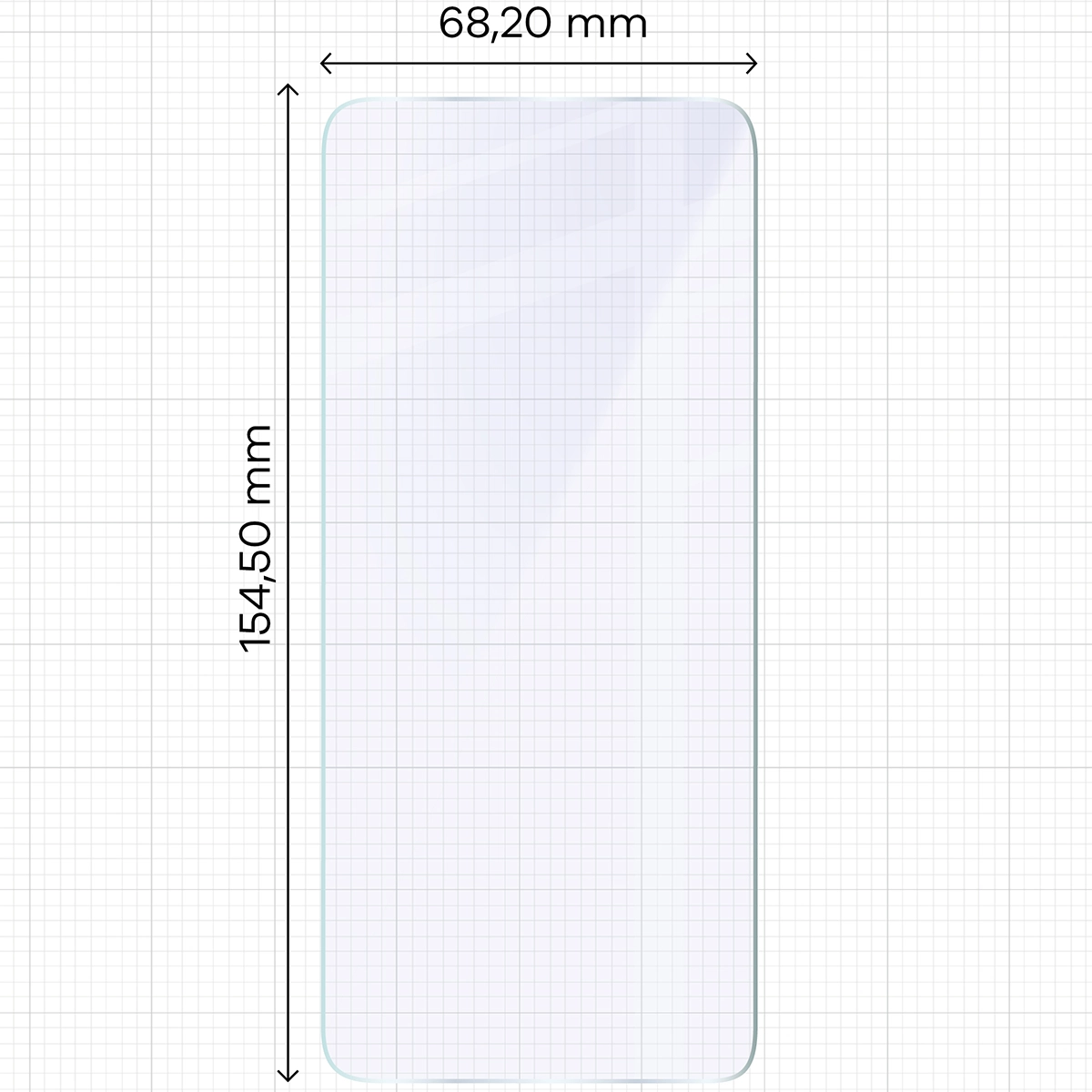 Miarka z wymiarami szkła hybrydowego Bizon Glass Mule