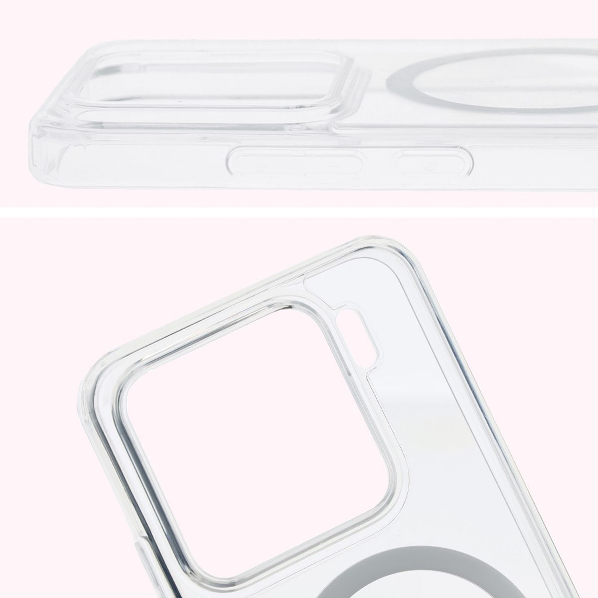 Full cutout and raised edges for the camera in Bizon Case CrystalO