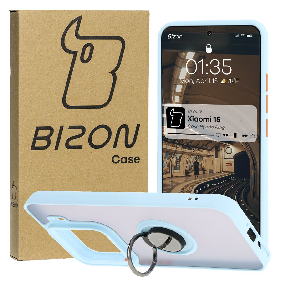 Bizon Case Hybrid Ring Finger Grip Case for Xiaomi 15