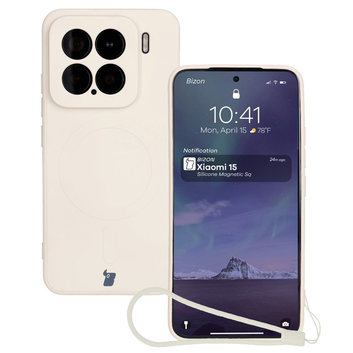 Etui cu inel magnetic Bizon Case Silicone Magnetic Sq pentru Xiaomi 15