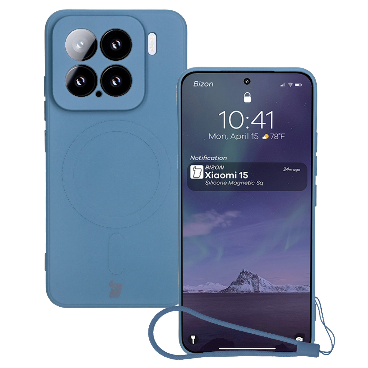 Etui cu inel magnetic Bizon Case Silicone Magnetic Sq pentru Xiaomi 15