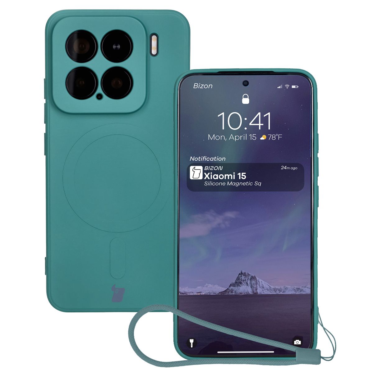 Etui cu inel magnetic Bizon Case Silicone Magnetic Sq pentru Xiaomi 15