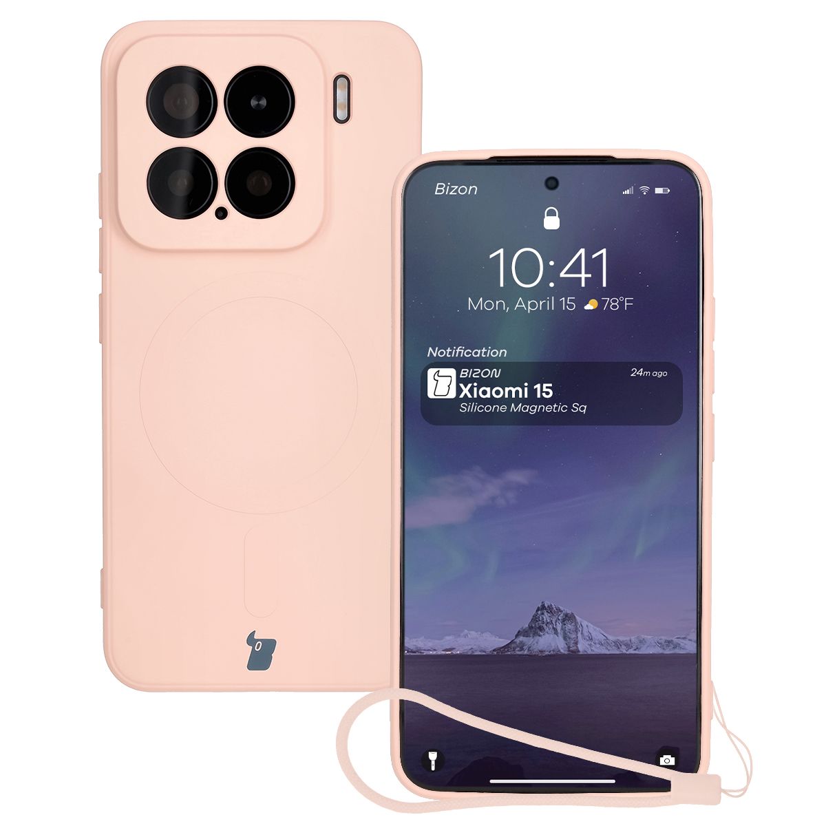 Etui cu inel magnetic Bizon Case Silicone Magnetic Sq pentru Xiaomi 15