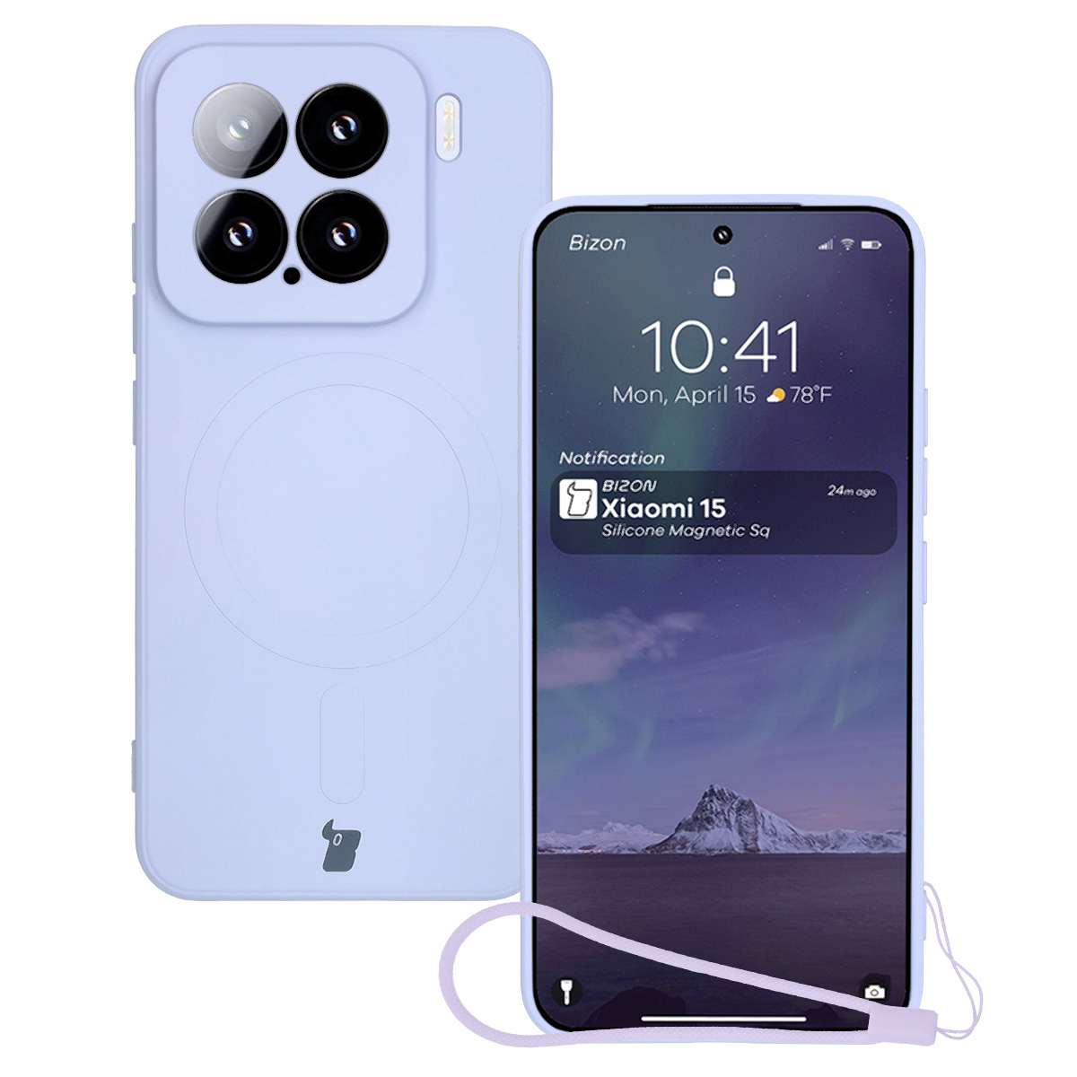 Etui z pierścieniem magnetycznym Bizon Case Silicone Magnetic Sq do Xiaomi 15