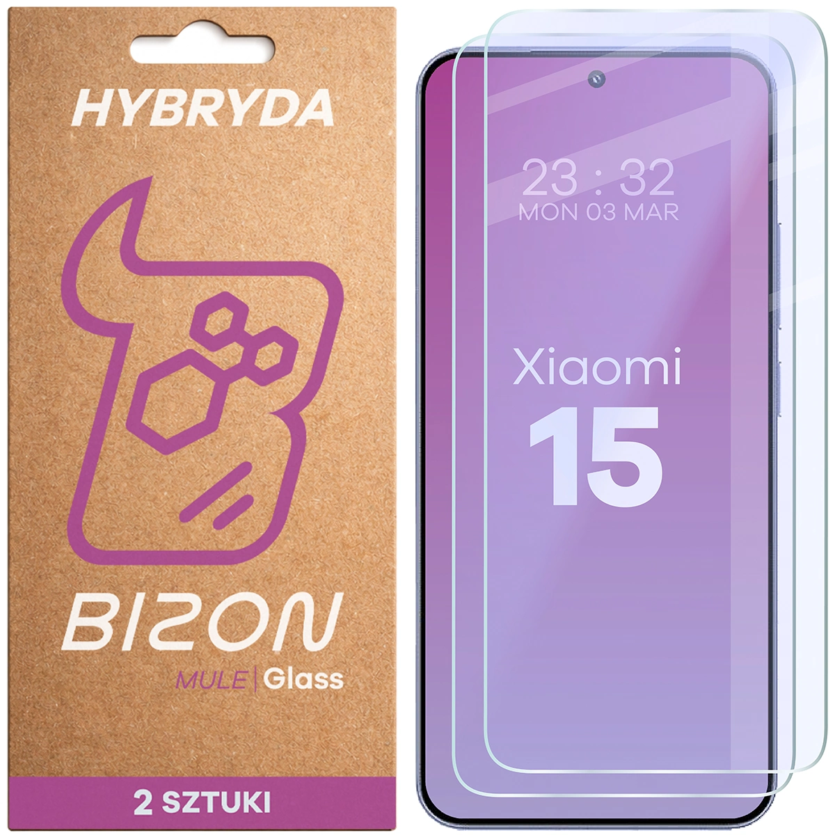 Elastyczne szkło hybrydowe Bizon Glass Mule Duo do Xiaomi 15, 2 sztuki