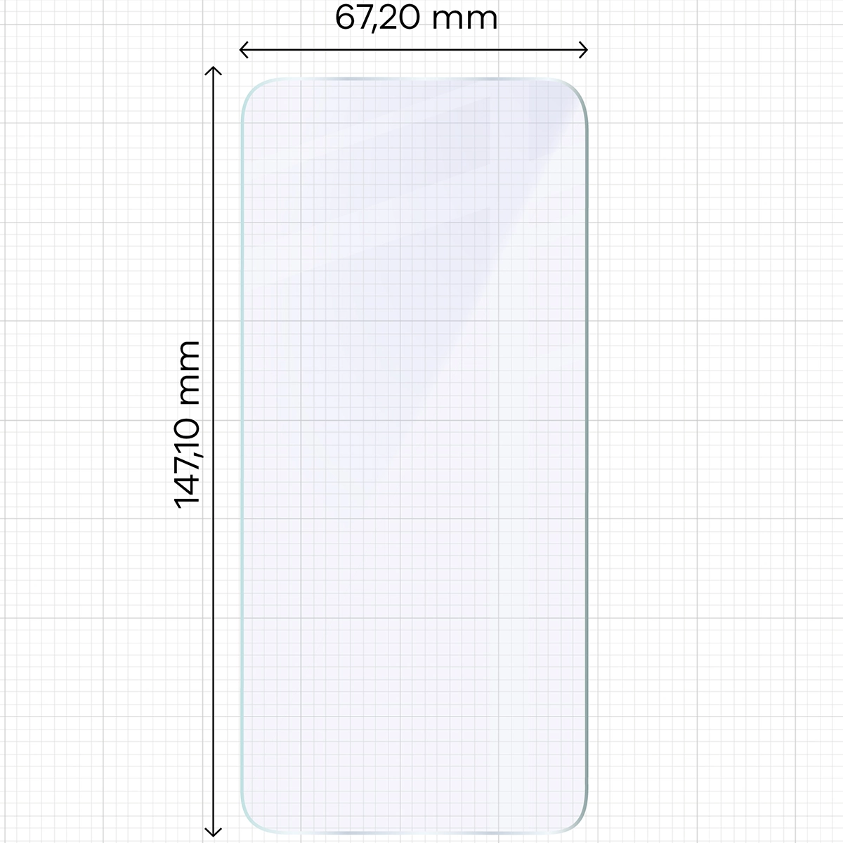 Miarka z wymiarami szkła hybrydowego Bizon Glass Mule Duo do Xiaomi 15