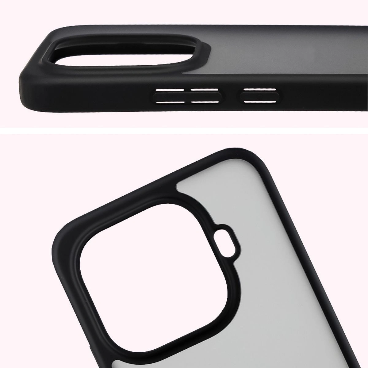 Pełne wycięcie i podwyższone krawędzie aparatu w etui Bizon Case Angelo do Xiaomi 15T Pro
