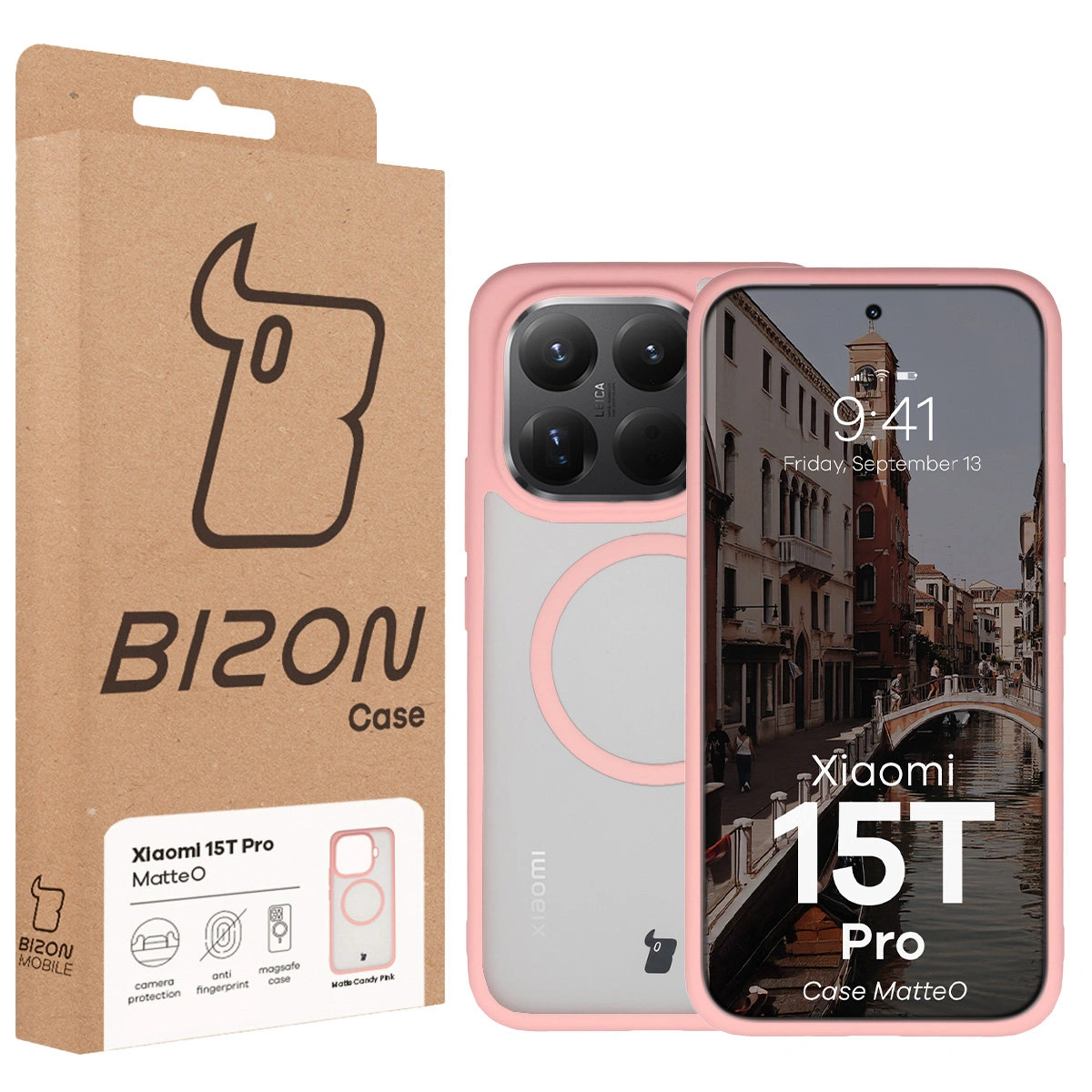 Front of the Bizon Case box with a dedicated label for Xiaomi 15T Pro