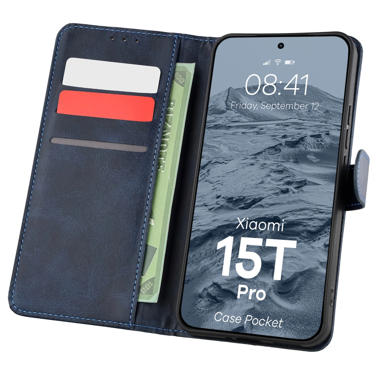 Etui cu clapetă cu loc pentru carduri Bizon Case Pocket pentru Xiaomi 15T Pro