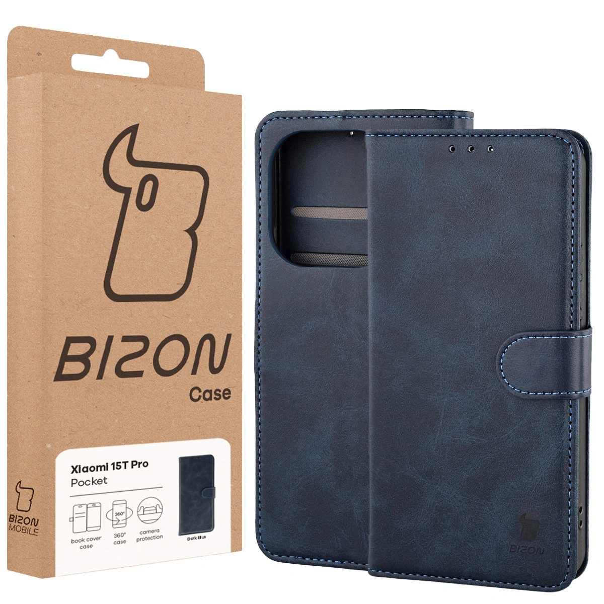 Fața cutiei Bizon Case cu etichetă dedicată pentru Xiaomi 15T Pro