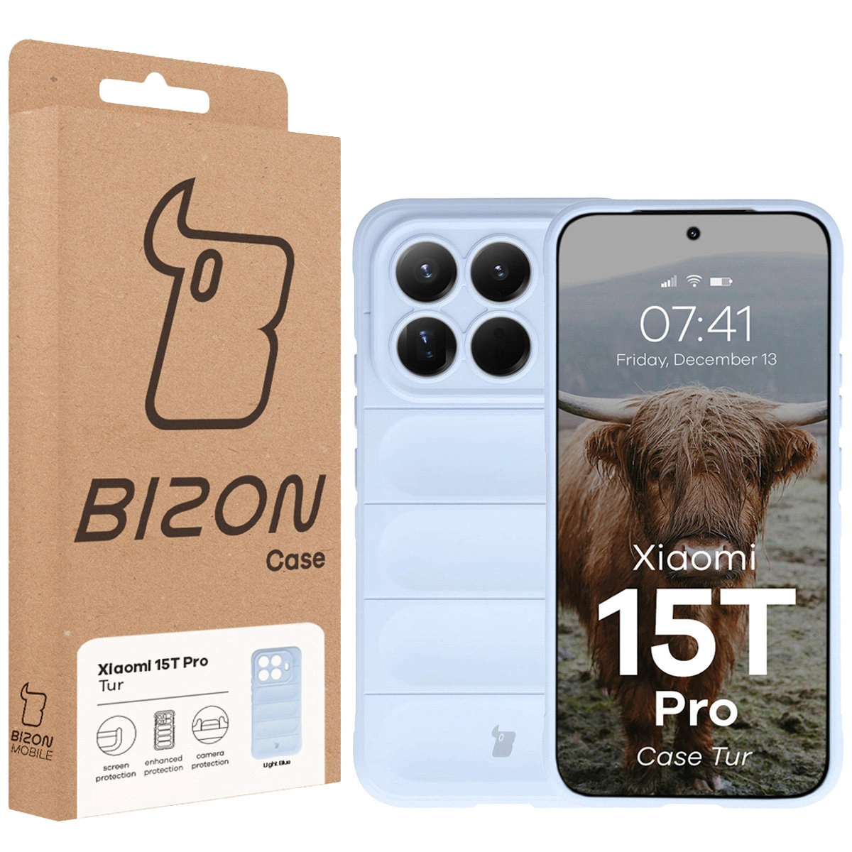 Front of the Bison Case box with a dedicated label for Xiaomi 15T Pro