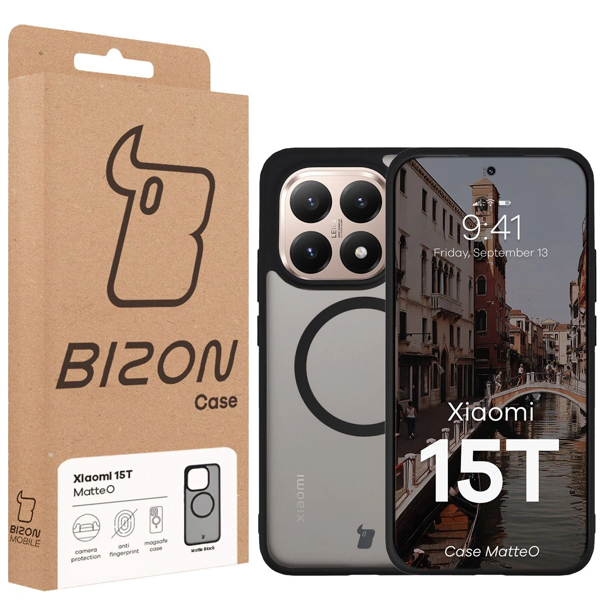 Front of Bizon Case box with dedicated label for Xiaomi 15T