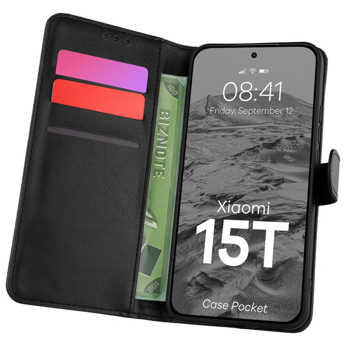 Flip case with card slots Bison Case Pocket for Xiaomi 15T