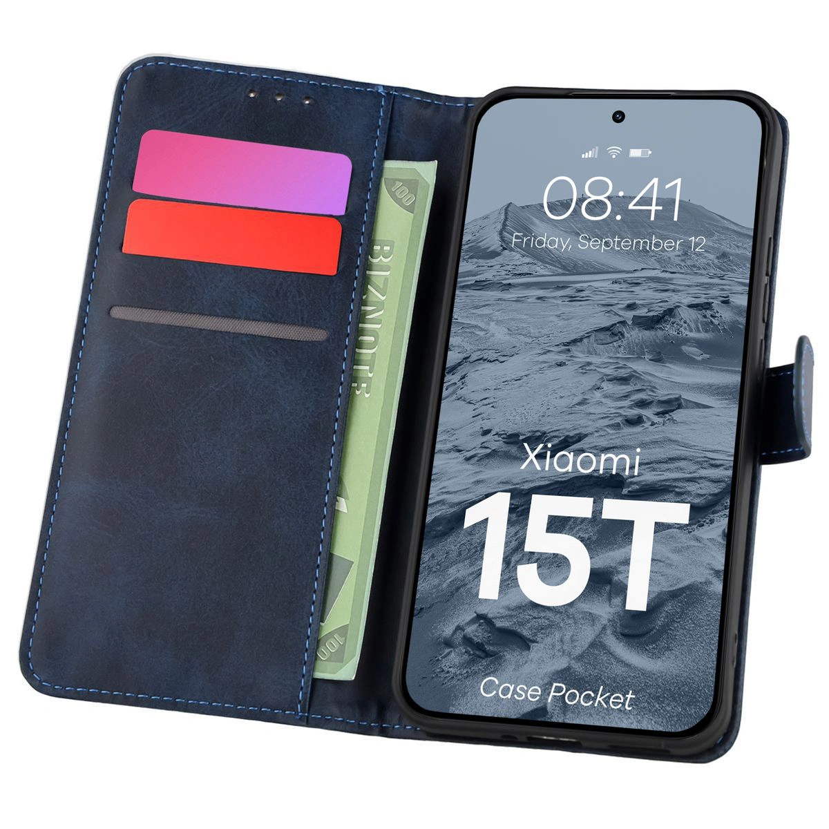 Etui cu clapetă cu loc pentru carduri Bizon Case Pocket pentru Xiaomi 15T