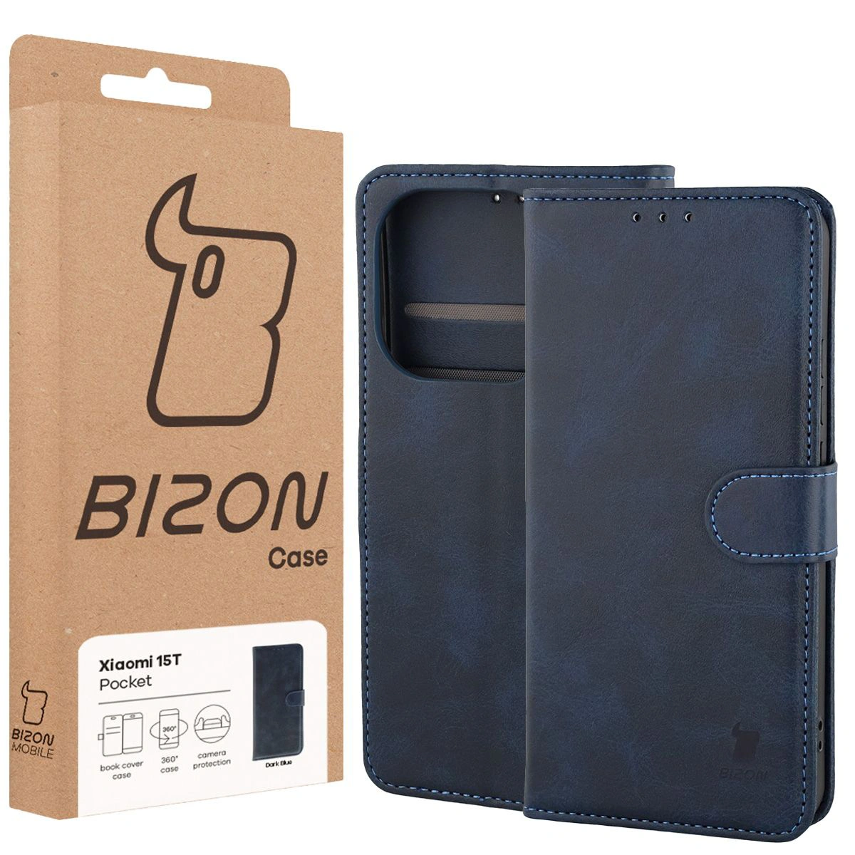 Fața cutiei Bizon Case cu eticheta dedicată pentru Xiaomi 15T