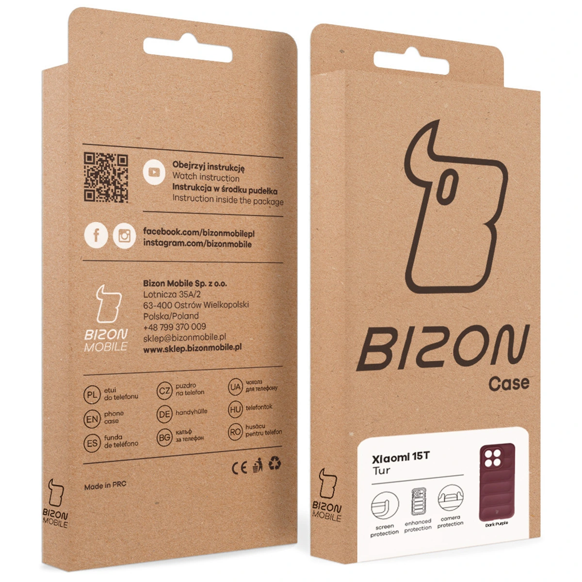 Kraft box for Bizon Case with a dedicated label for Xiaomi 15T