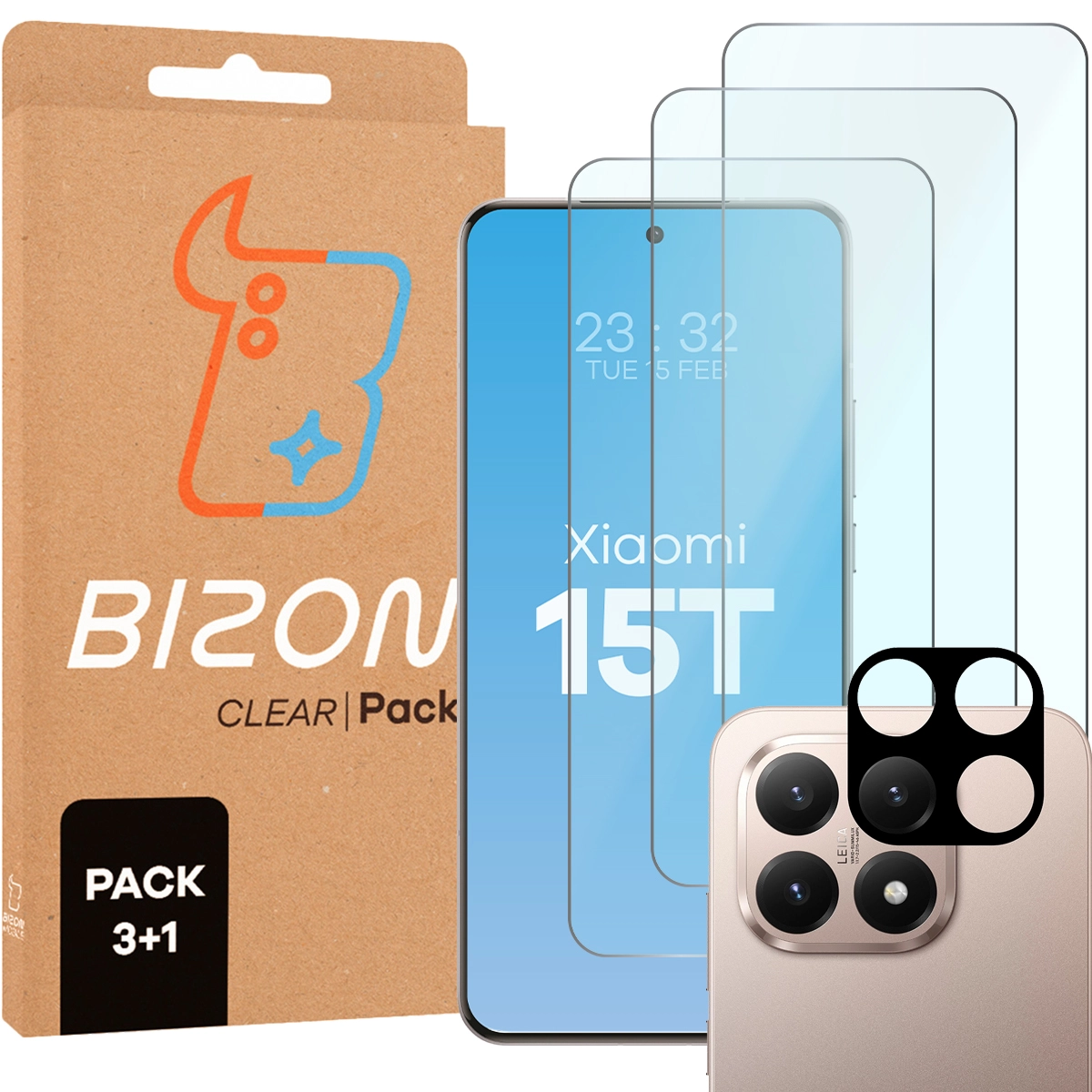 Pudełko i zestaw szkieł do Xiaomi 15T: 3x szkło hartowane i lens