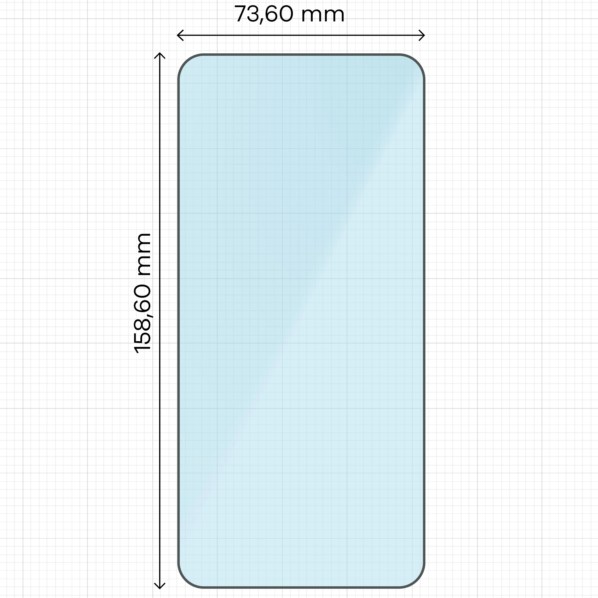 Measuring tape with dimensions of Bizon Smart Glass for Xiaomi 15T / Xiaomi 15T Pro