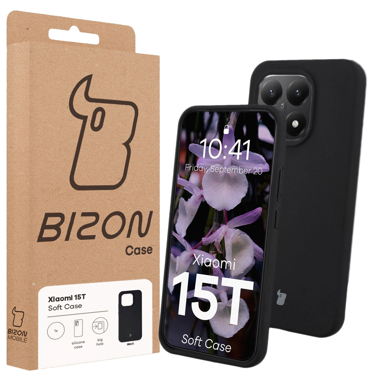 Front of the Bison Case box with a dedicated label for Xiaomi 15T