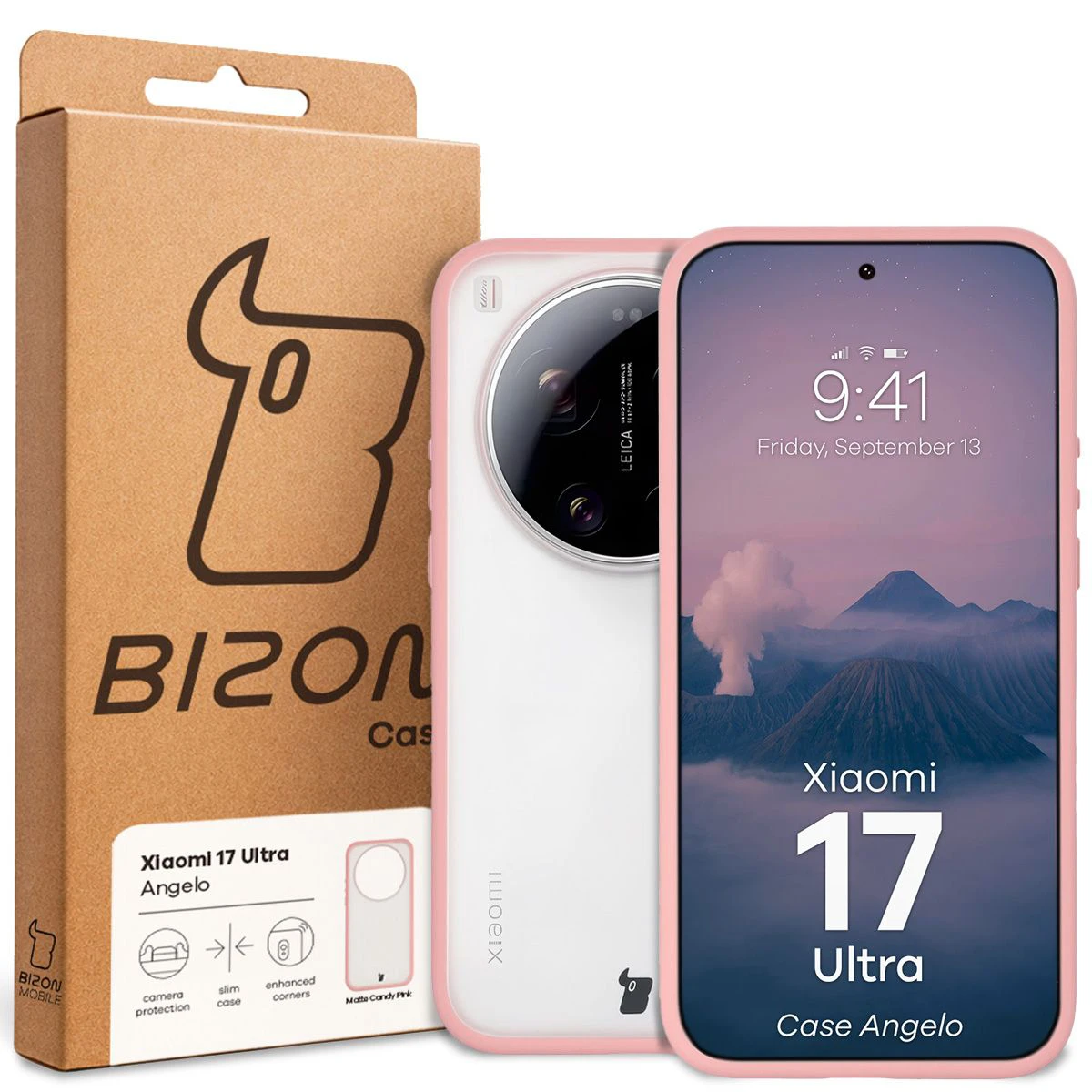 Front of the Bizon Case box with a dedicated label for Xiaomi 17 Ultra